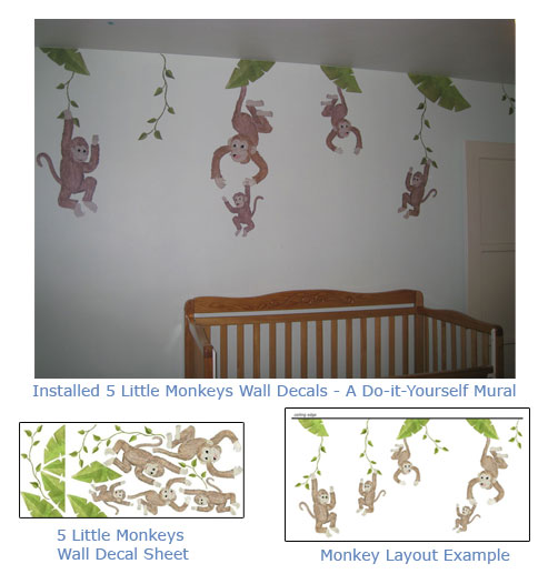 Fun Monkey Wall Art for Baby Nurseries - Kids Rooms - Monkey Wall ...